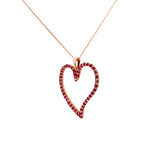 14k Rose Gold 1.00ct Round Ruby Heart Necklace